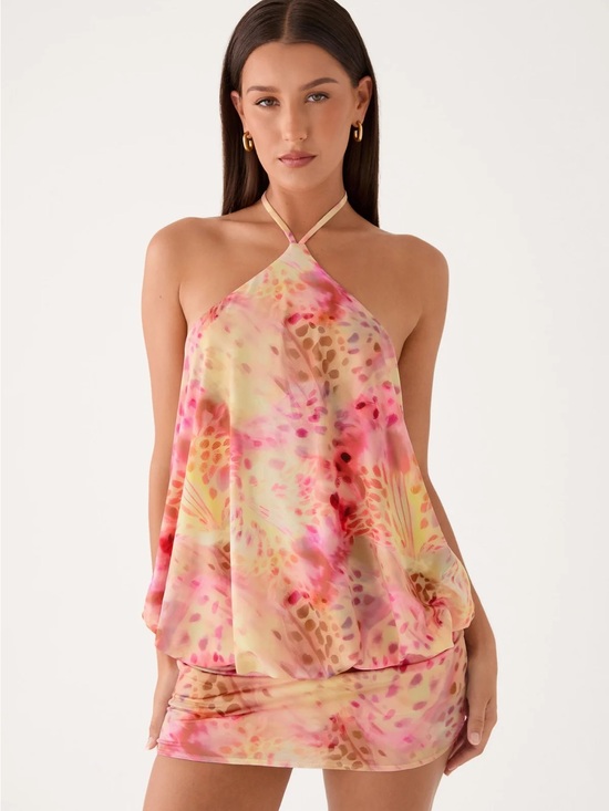 Peppermayo Dresses & Skirts - Peppermayo Pink and Cream Halter Mini Dress